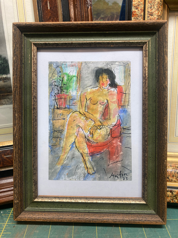 Hand painted watercolor of nude