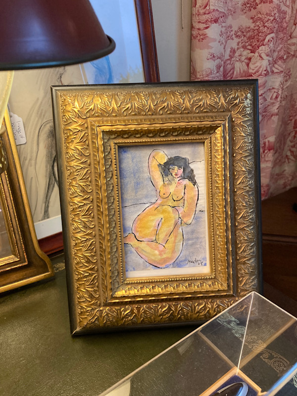 Hand painted watercolor of nude
