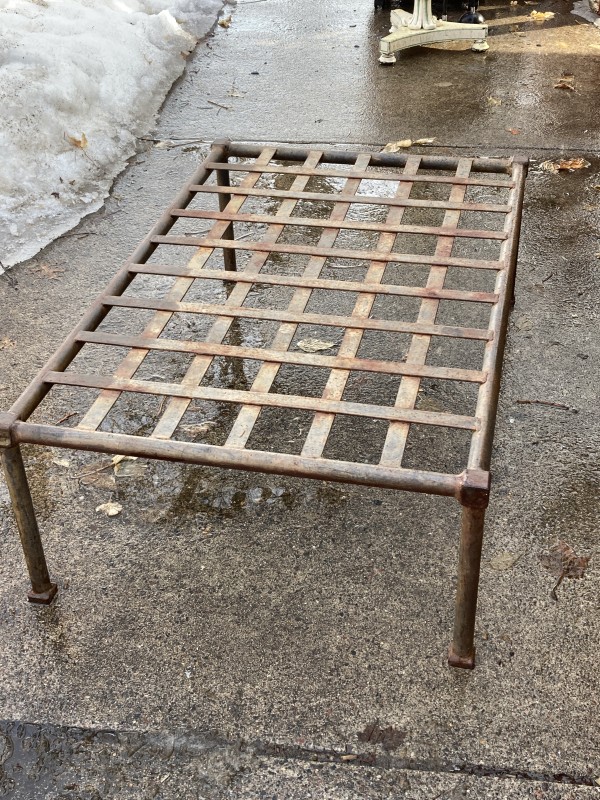 Iron strap industrial coffee table