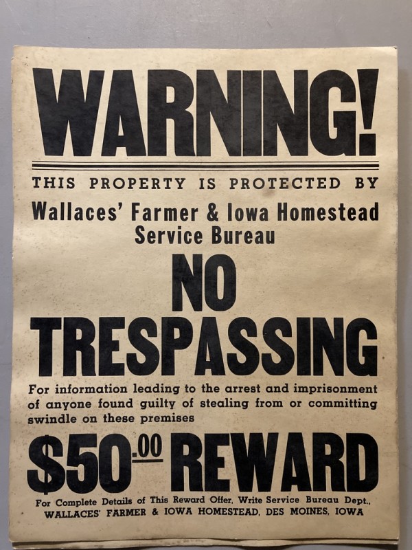 Unframed vintage WARNING poster