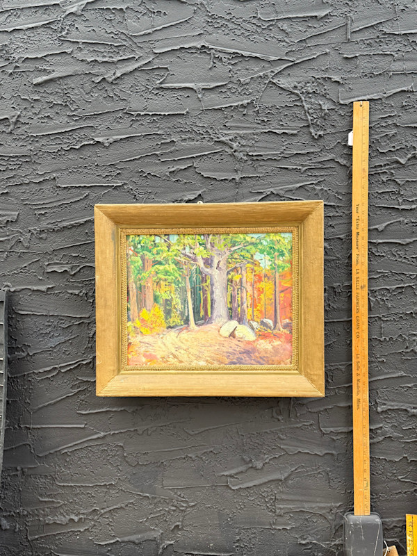 Carl G.T. Olson original painting on board fall scene with boulder #9