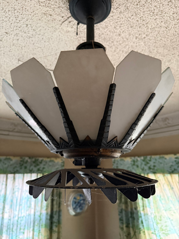 Guth Art Deco light fixture and fan