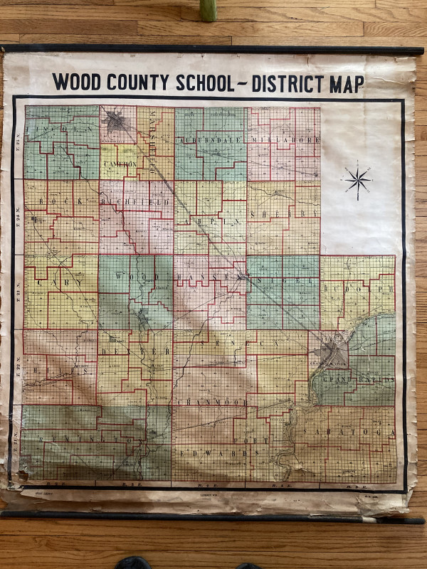 1918 Wood County school district map