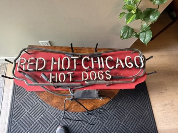 Hot dog beer neon sign