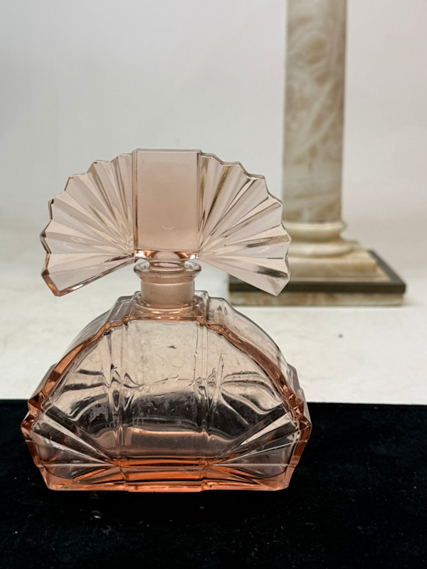 Art Deco pink perfume bottle