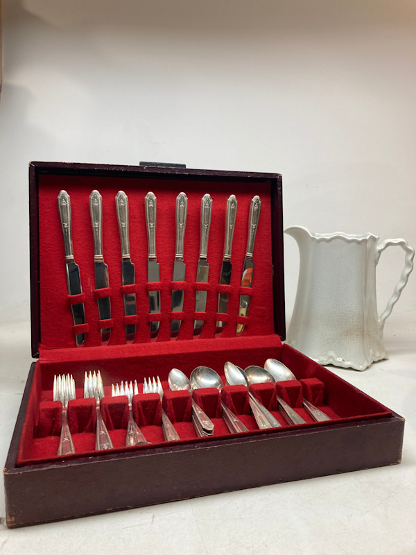 Sharon set of silver-plate flatware in original box