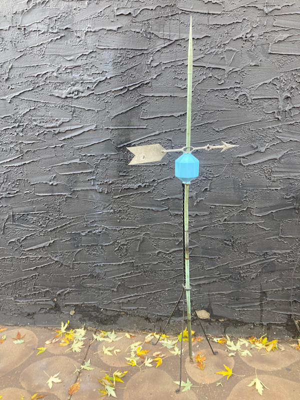 lightening rod with blue glass ball and arrow