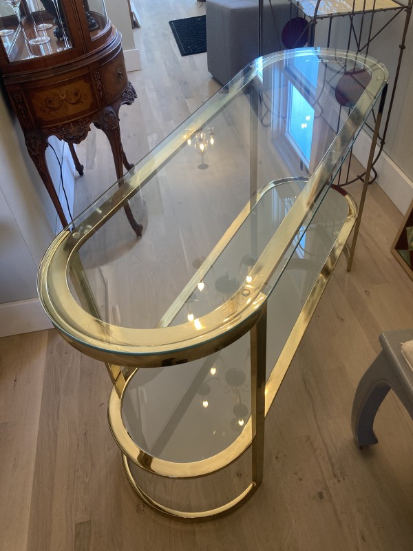 Brass and glass entry table