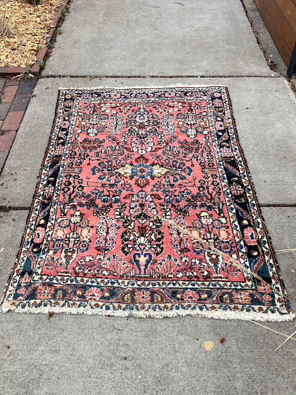 hand made antique wool floral rug