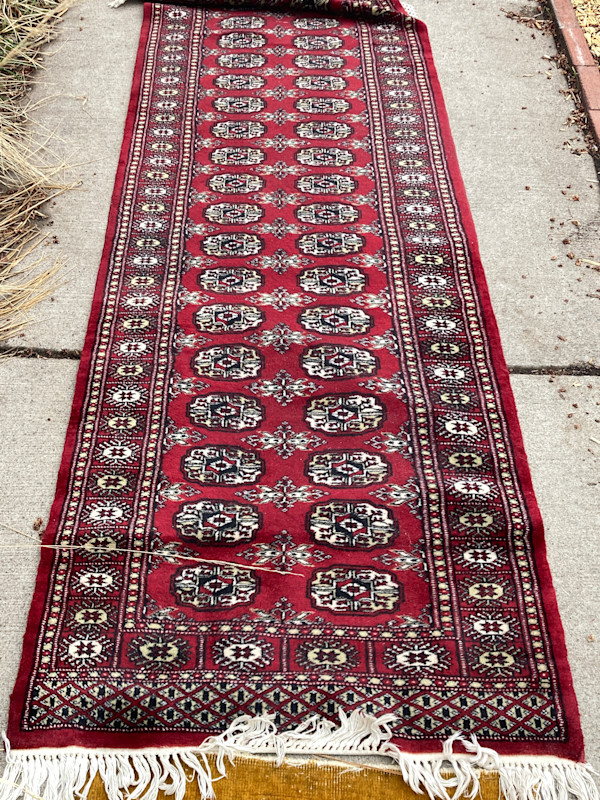 hand made antique wool Bokara runner