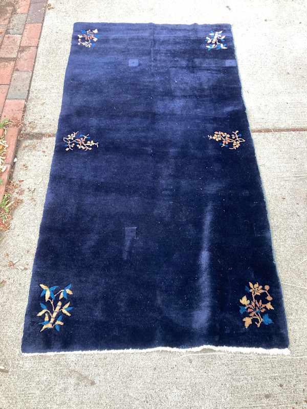 hand made antique wool Chinese art deco runner