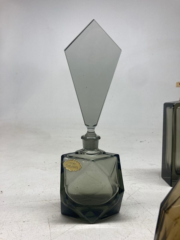 Art Deco style smoke glass perfume bottle