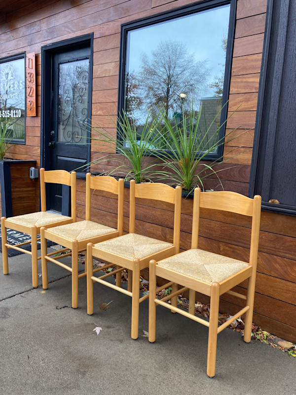 matching set of woven seat chairs