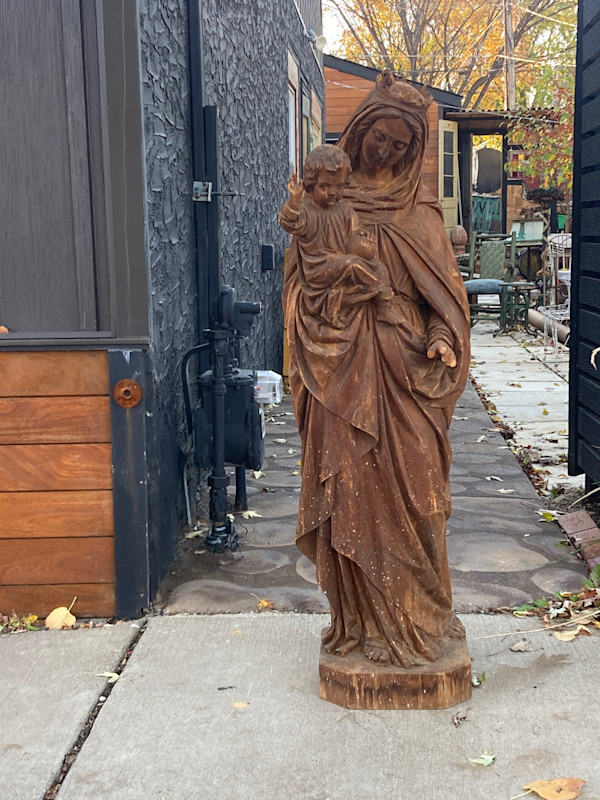 LARGE Hand carved Mother Mary and Jesus