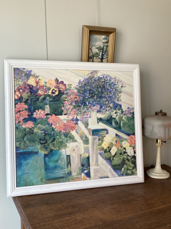 Framed floral painting