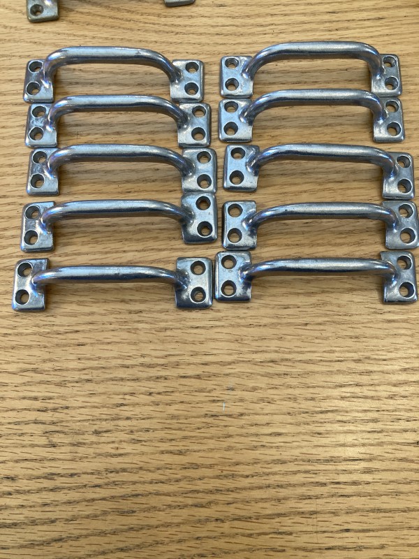 Set of 10 silver metal bar handles