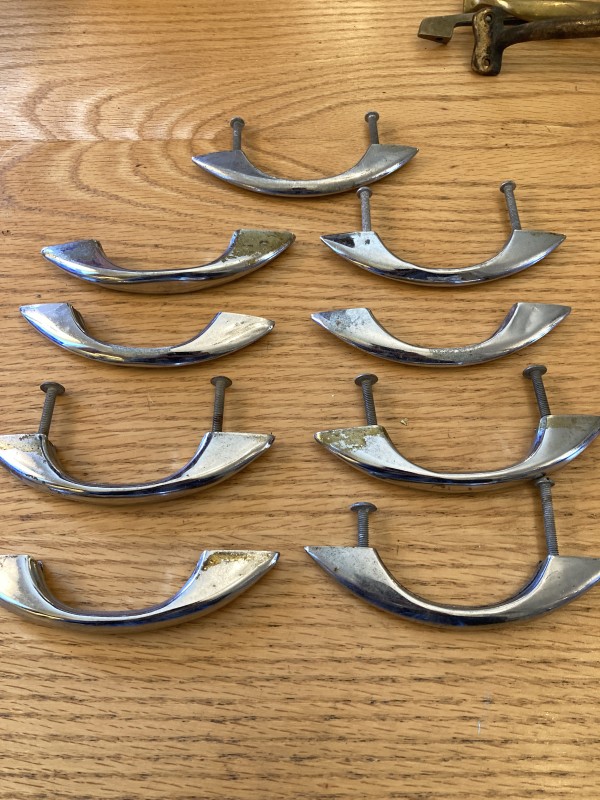 Set of 9 Art Deco style silver arch handles