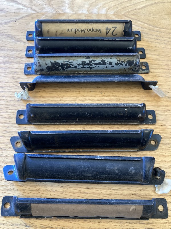 Set of 8 long Victorian file handles