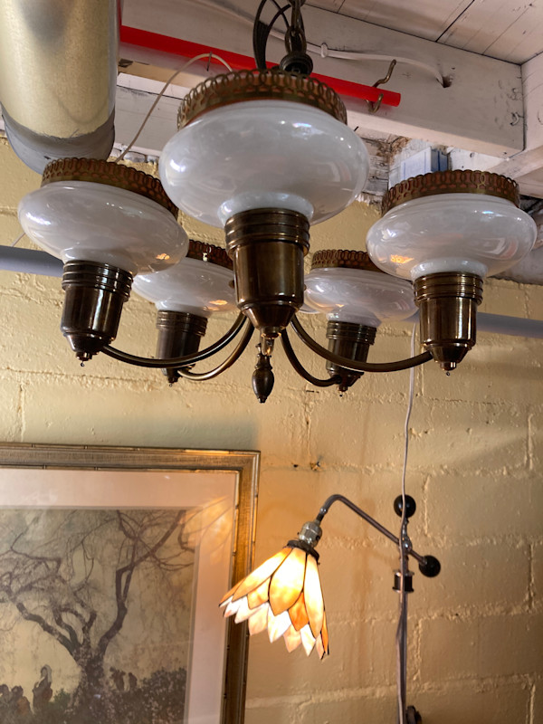 Art Deco 5 light chandelier