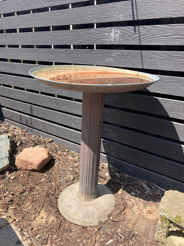 Copper bird bath