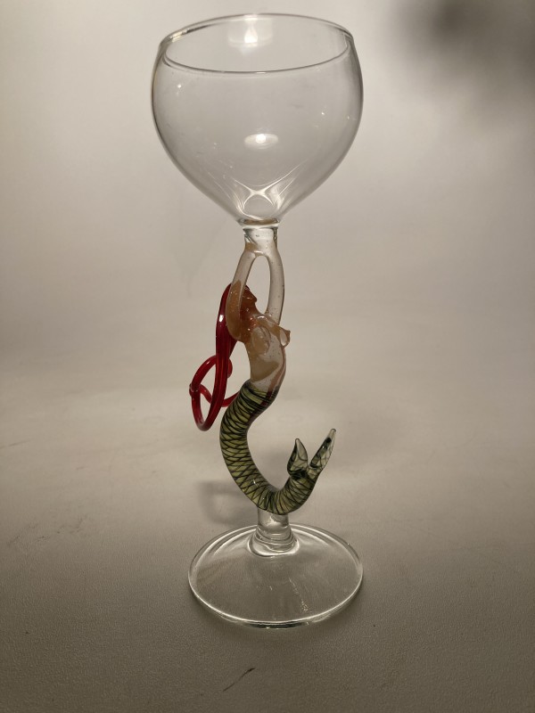 Art glass hand blown mermaid goblet by Milon Townsend