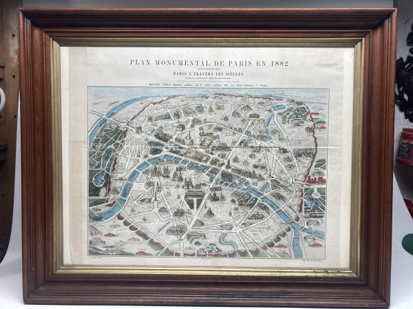 Vintage 1882 Paris map