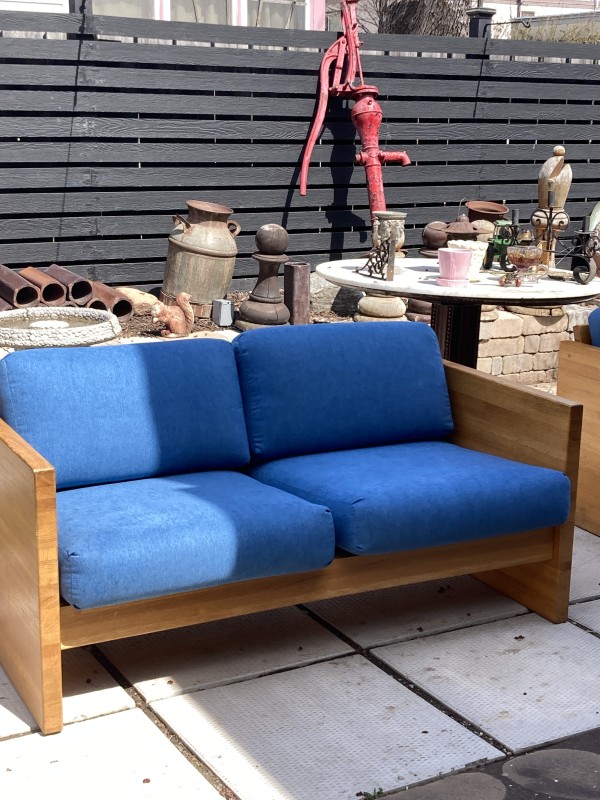 mcm  butcher block loveseat