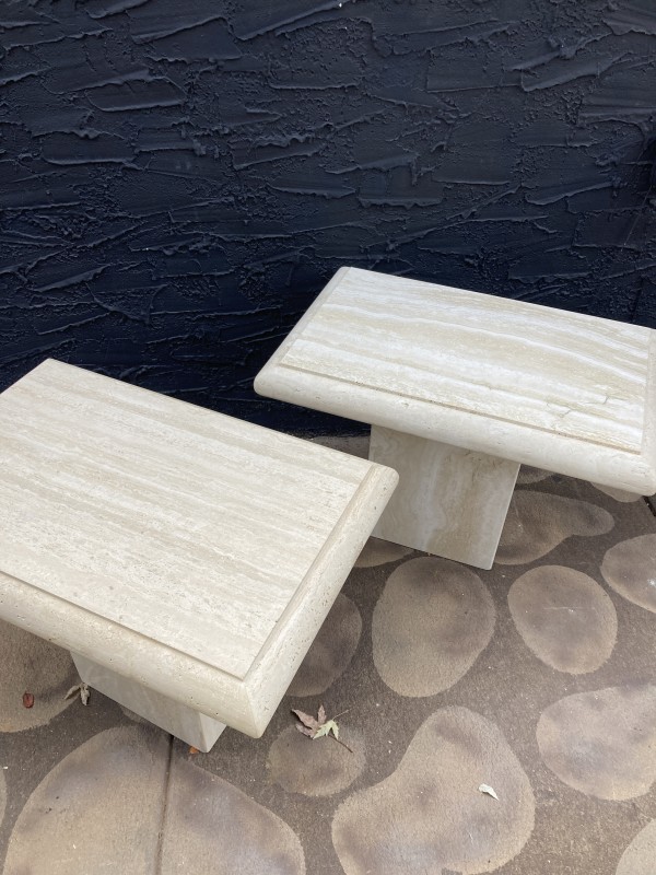 Ello Italian travertine marble side tables