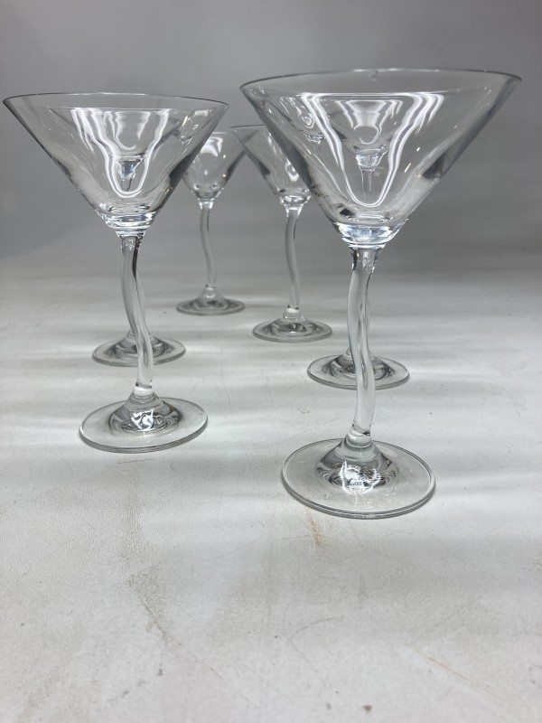 4 squiggle martini glasses