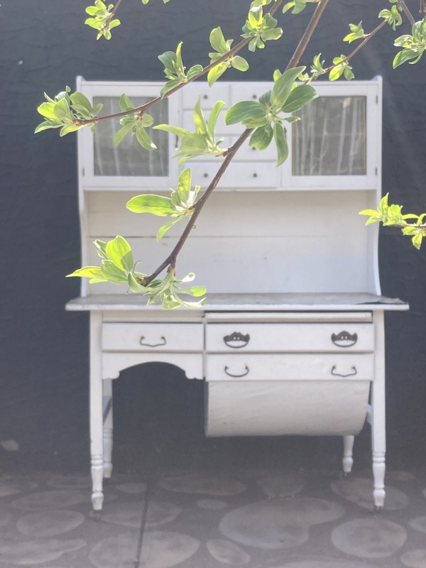 Painted white country hutch