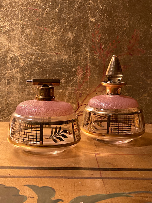 Pair of pink perfume bottles