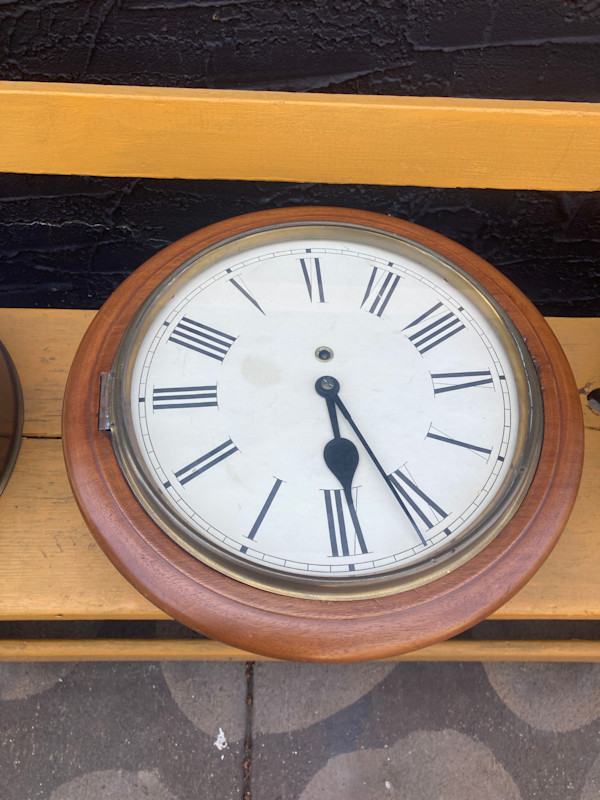 round wall clock in walnut