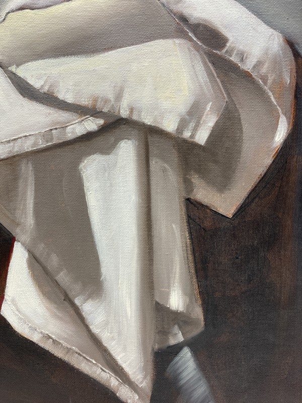 Original framed painting of a white cloth