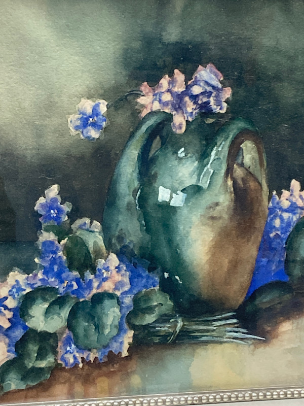 vintage original painting of still life watercolor