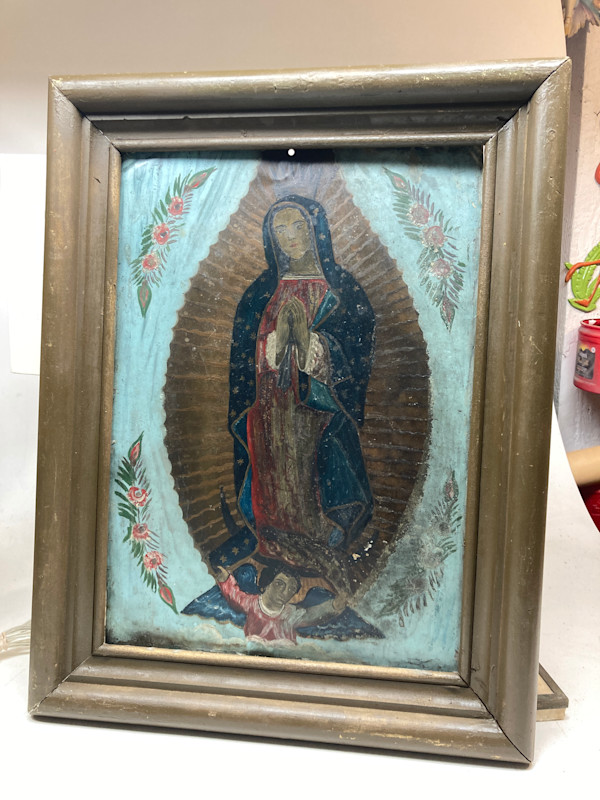 Framed RETABLO of Mary on tin circa 18th century