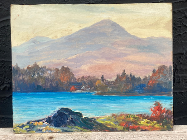 Carl G.T. Olson original painting on board Adirondack mountain scene  #12