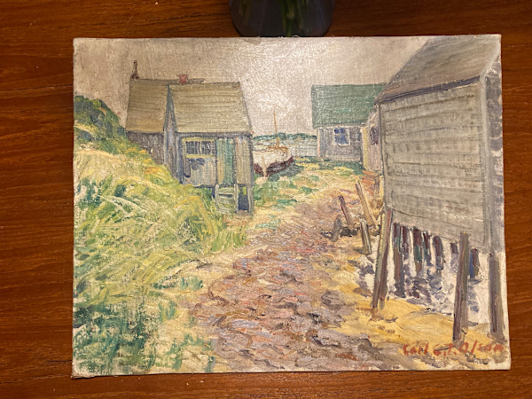 Carl G. T. Olson original painting on board Nantucket buildings  #75