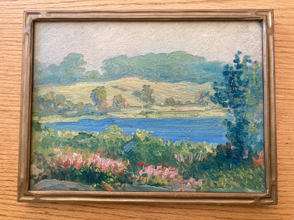 Carl G. T. Olson original painting on board Spring landscape #78