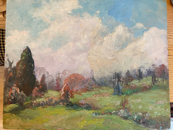 Carl G. T. Olson  original painting on board spring landscape #102