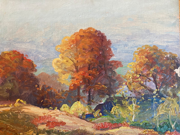 Carl G. T. Olson  original painting on board Fall leaves  #94