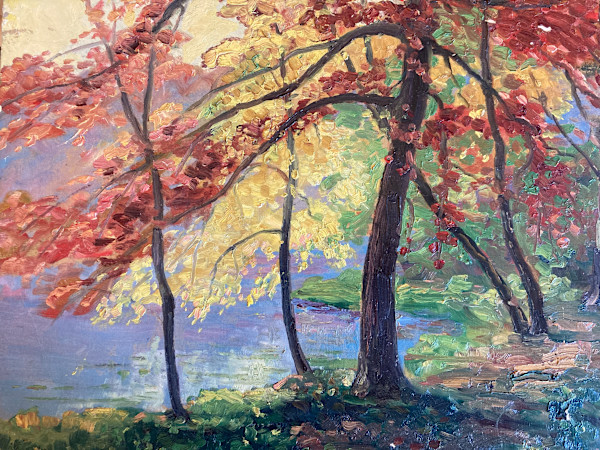 Carl G. T. Olson  original painting on board Fall leaves  #93
