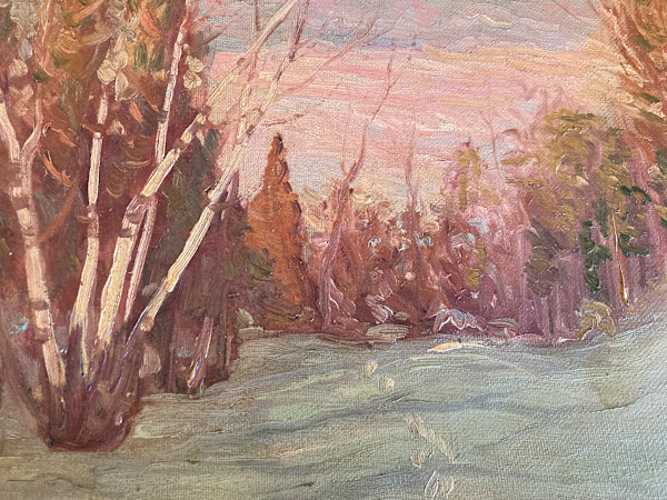 Carl G. T. Olson  original painting on board winter landscape #104