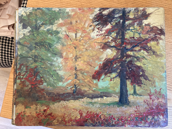 Carl G. T. Olson  original painting on board fall landscape #107