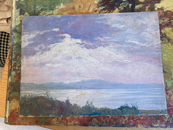 Carl G. T. Olson  original painting on board sky and land #108