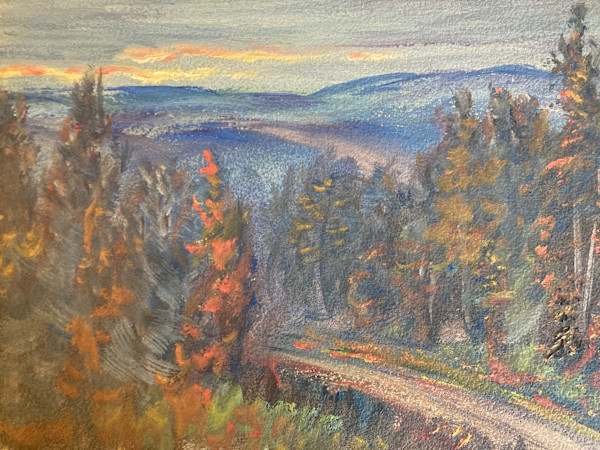 Carl G. T. Olson  original painting on board fall night scene with mountains #110