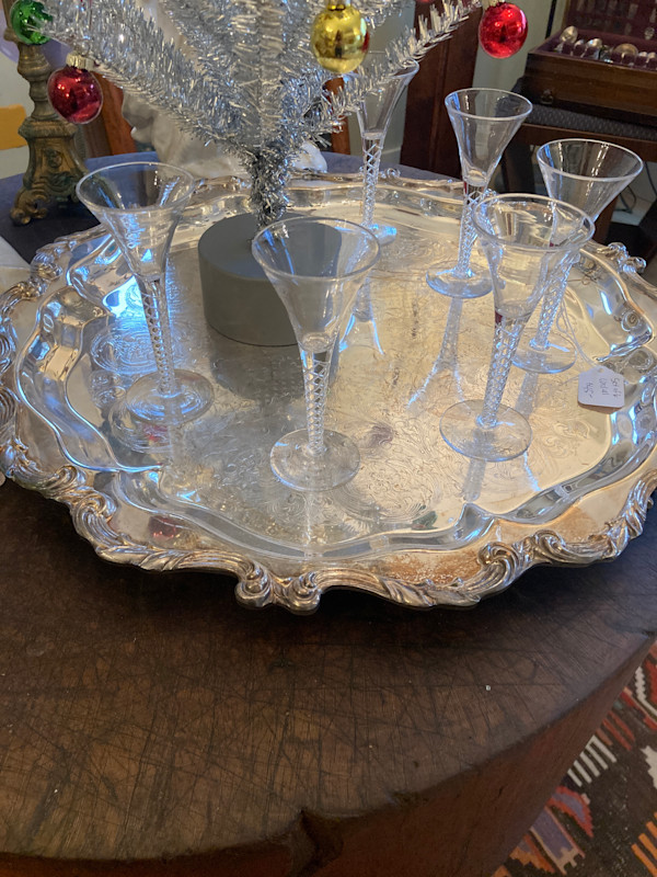 silver plate carved tray