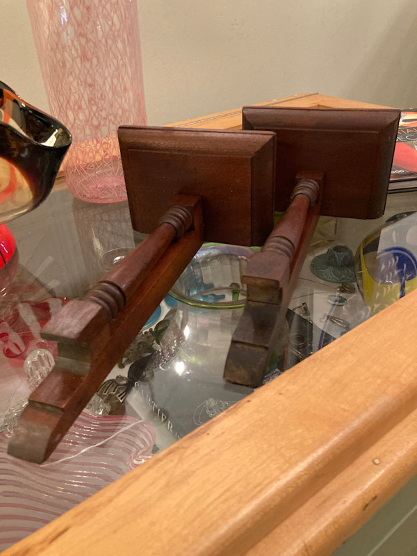 Walnut wall basket shelves