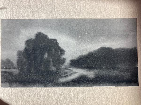 original unsigned watercolor painting landscape in black and white  #120