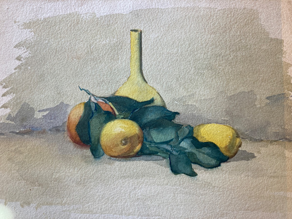 original unsigned watercolor of yellow vase  #129