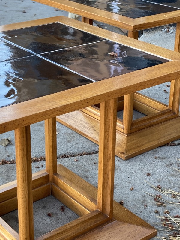 Pair of Drexel tile topped end tables